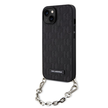 Case for Apple iPhone 14, Karl Lagerfeld, Saffiano Monogram Chain, Black