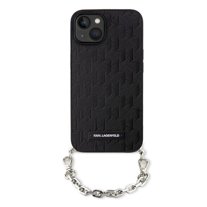 Case for Apple iPhone 14, Karl Lagerfeld, Saffiano Monogram Chain, Black