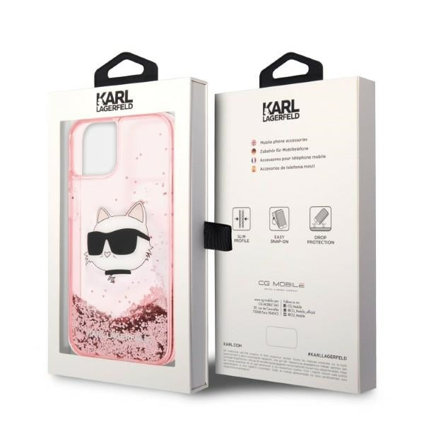 Case for Apple iPhone 14 Plus, Karl Lagerfeld, Glitter Choupette's Head, Pink
