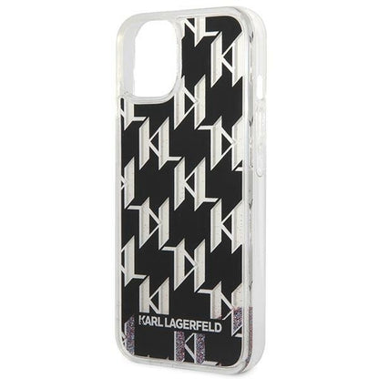 Case for Apple iPhone 14 Plus, Karl Lagerfeld, Liquid Glitter Monogram, Black