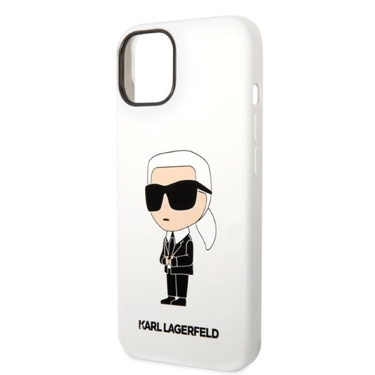 Case for Apple iPhone 14 Plus, Karl Lagerfeld, Ikonik Karl Silicone, White