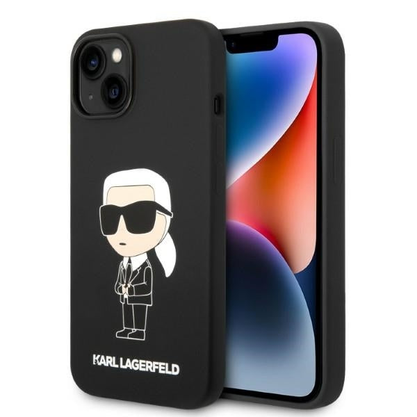 Case for Apple iPhone 14 Plus, Karl Lagerfeld, Ikonik Karl Silicone, Black