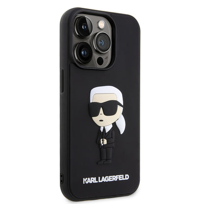 Case for Apple iPhone 14 Pro, Karl Lagerfeld, 3D Rubber Ikonik Karl, Black
