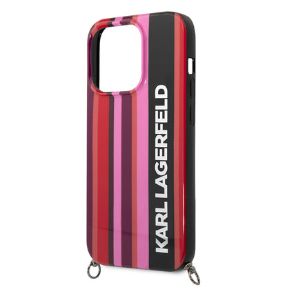 Case for Apple iPhone 14 Pro, Karl Lagerfeld, Color Stripes with Strap, Pink