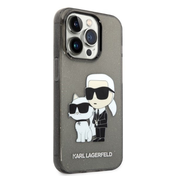 Case for Apple iPhone 14 Pro, Karl Lagerfeld, Glitter Karl & Choupette, Black