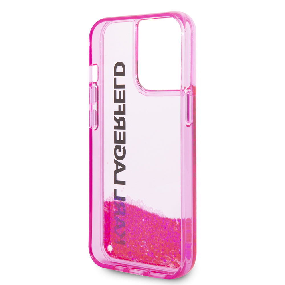 Case for Apple iPhone 14 Pro, Karl Lagerfeld, Liquid Glitter KL Logo, Pink