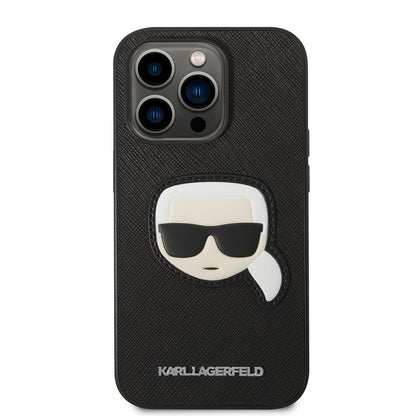 Case for Apple iPhone 14 Pro, Karl Lagerfeld, Saffiano Karl's Head, Black