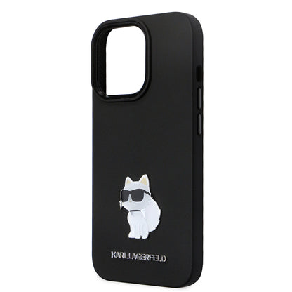 Case for Apple iPhone 14 Pro, Karl Lagerfeld, Silicone Choupette Metal, Black