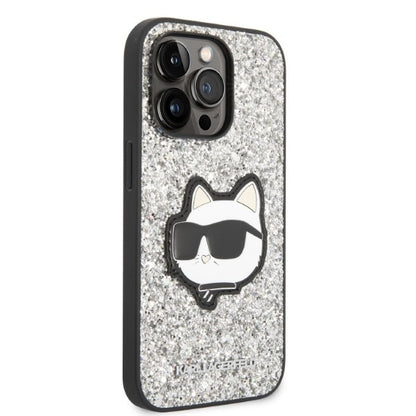 Case for Apple iPhone 14 Pro Max, Karl Lagerfeld, Glitter Choupette Patch, Silver