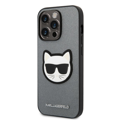 Case for Apple iPhone 14 Pro Max, Karl Lagerfeld, Saffiano Choupette's Head, Silver