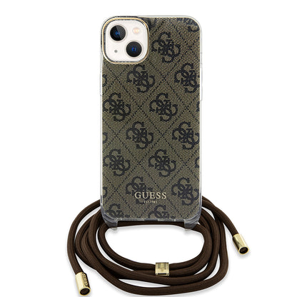 Case for Apple iPhone 15, Guess, 4G IML Printed Crossbody, Brown