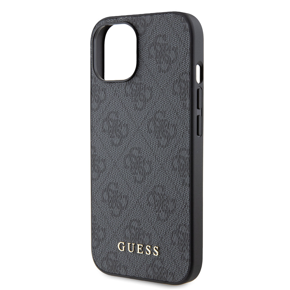 Case for Apple iPhone 15, Guess, 4G Metal Gold Logo, Grey