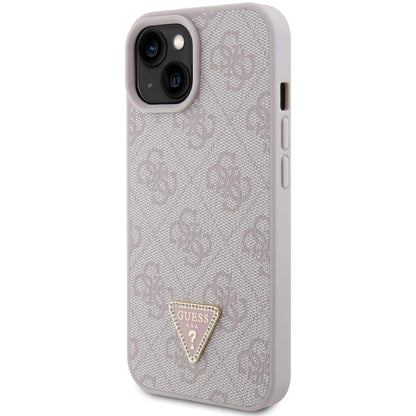 Case for Apple iPhone 15, Guess, 4G Triangle Strass, Pink
