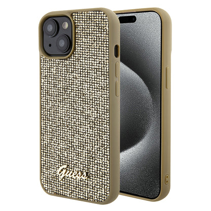 Case for Apple iPhone 15, Guess, Disco Metal Script, Gold
