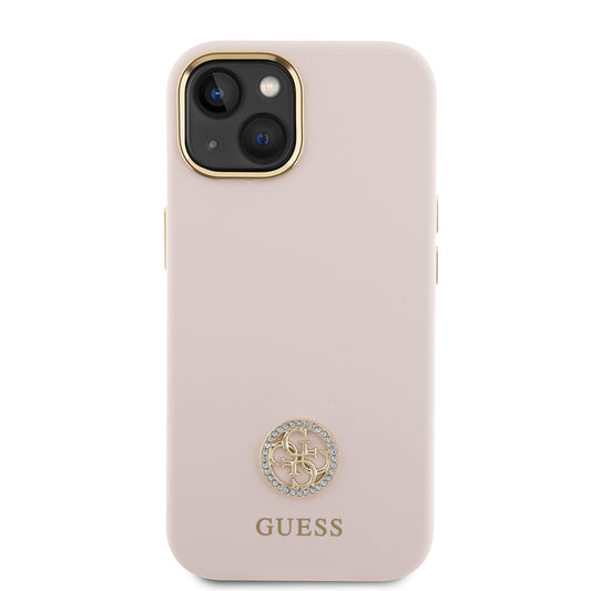 Case for Apple iPhone 15, Guess, Strass 4G Logo, Light Pink