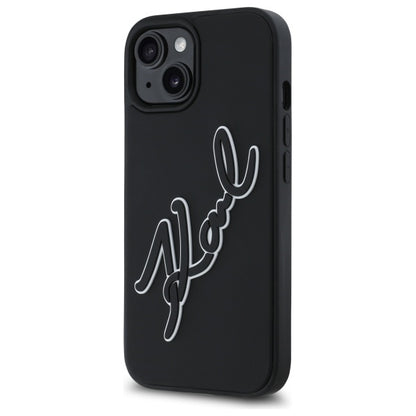Case for Apple iPhone 15, Karl Lagerfeld, 3D Rubber Signature, Black