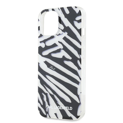 Case for Apple iPhone 15, Karl Lagerfeld, IML Luxury Zebra Pattern with Strap, Black