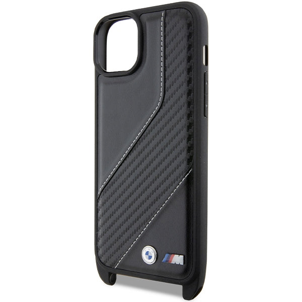 Case for Apple iPhone 15 Plus, BMW, M Edition Carbon Stripe & Strap, Black