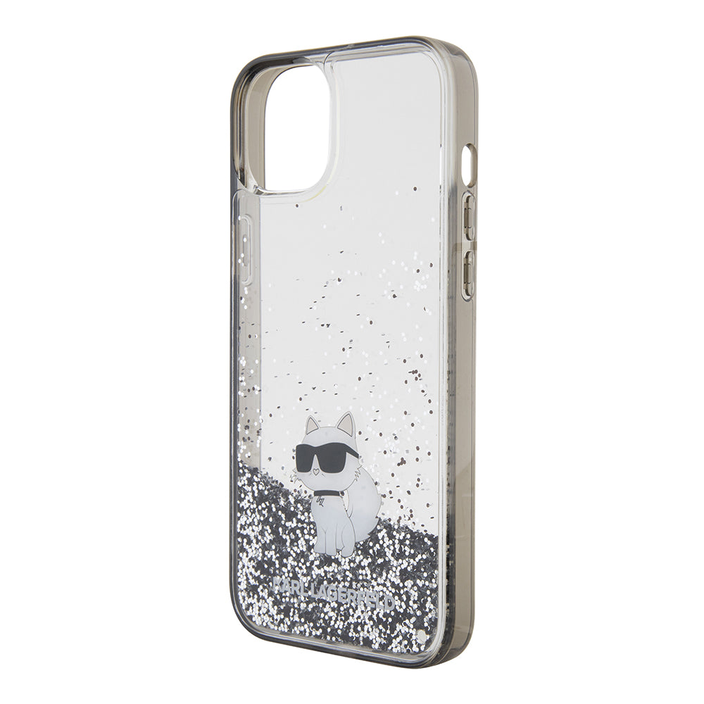 Case for Apple iPhone 15 Plus, Karl Lagerfeld, Liquid Glitter Choupette, Transparent