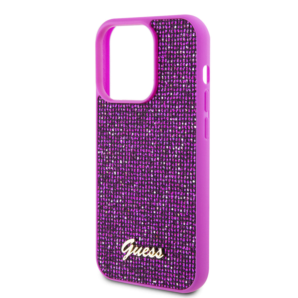 Case for Apple iPhone 15 Pro, Guess, Disco Metal Script, Fuchsia