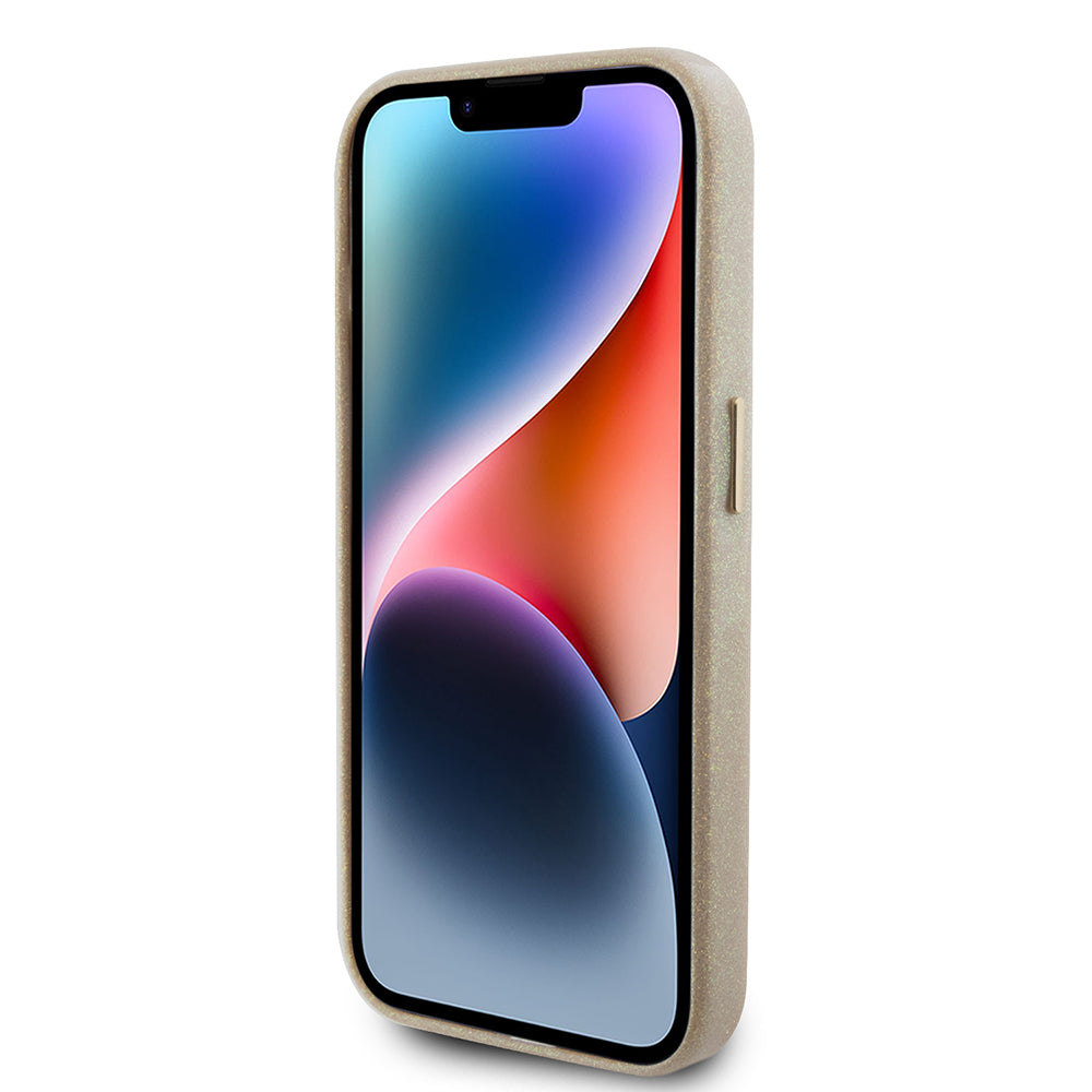 Case for Apple iPhone 15 Pro, Guess, Glitter Glossy Script, Beige