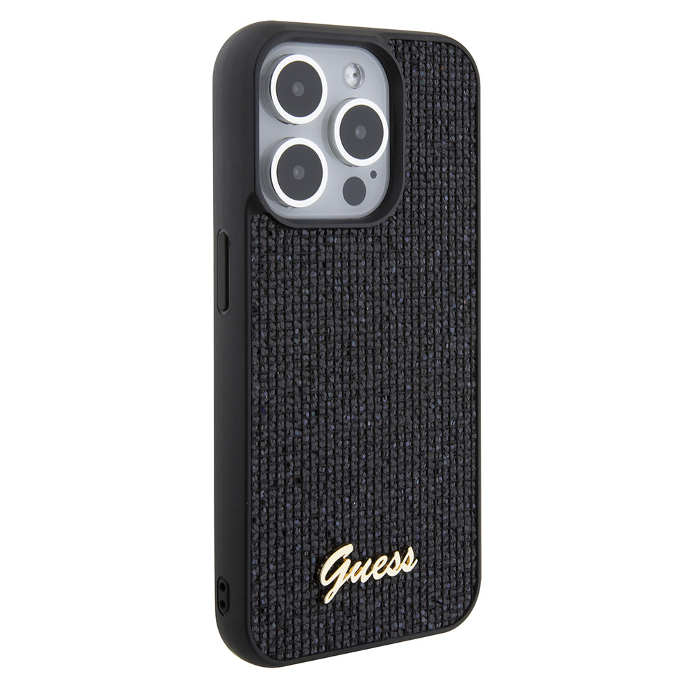 Case for Apple iPhone 15 Pro, Guess, PU Square Mirror Script Logo, Black GUHCP15LPMSDGSK