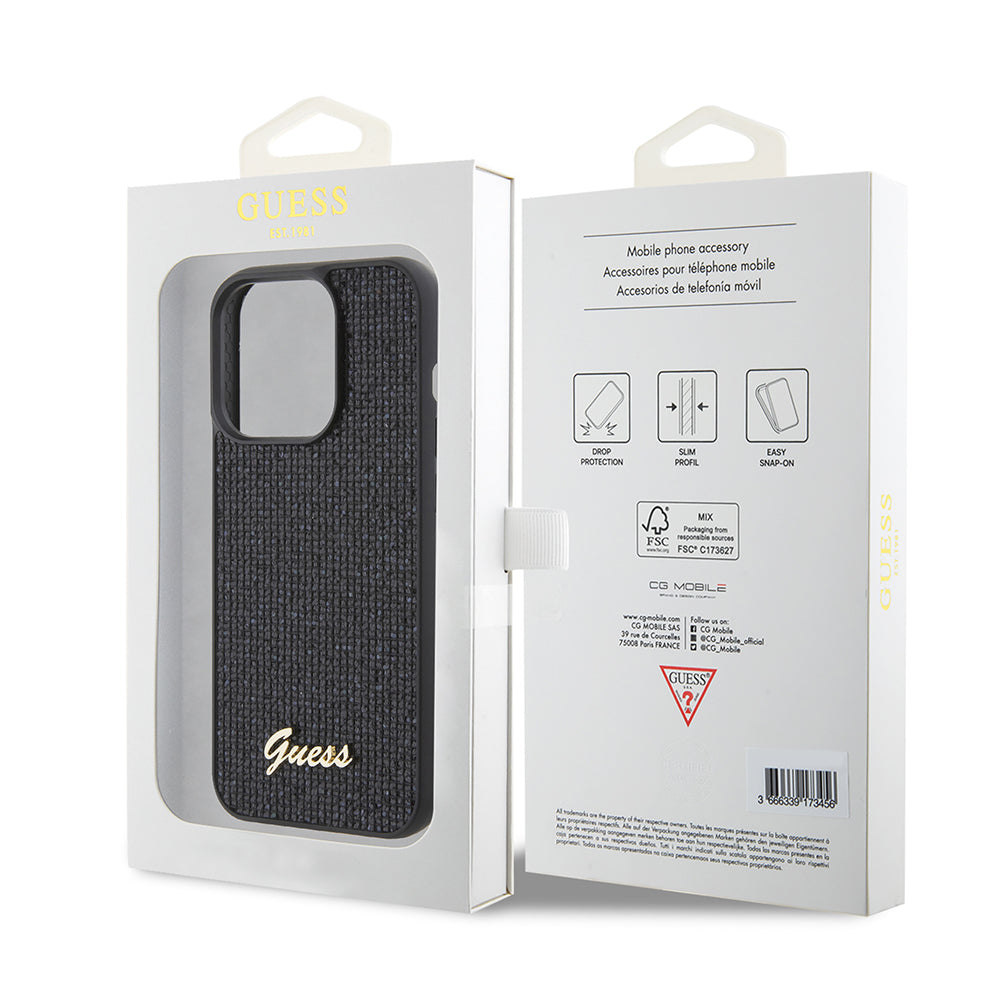 Case for Apple iPhone 15 Pro, Guess, PU Square Mirror Script Logo, Black GUHCP15LPMSDGSK