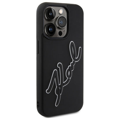 Case for Apple iPhone 15 Pro, Karl Lagerfeld, 3D Rubber Signature, Black