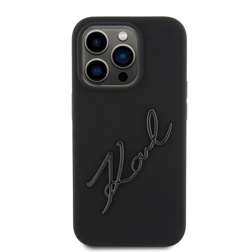 Case for Apple iPhone 15 Pro, Karl Lagerfeld, Silicone Karl Script, Black