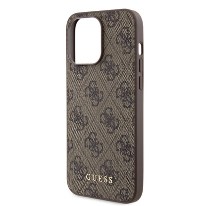 Case for Apple iPhone 15 Pro Max, Guess, 4G Metal Gold Logo, Brown