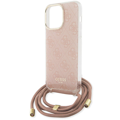 Case for Apple iPhone 15 Pro Max, Guess, Crossbody Cord 4G Print, Pink