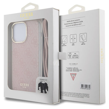 Case for Apple iPhone 15 Pro Max, Guess, Crossbody Cord 4G Print, Pink
