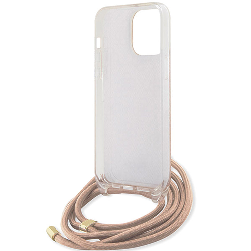 Case for Apple iPhone 15 Pro Max, Guess, Crossbody Cord 4G Print, Pink