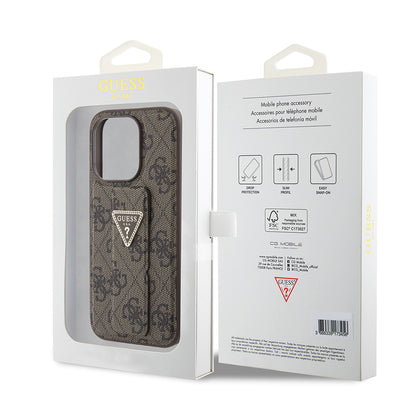 Case for Apple iPhone 15 Pro Max, Guess, Grip Stand 4G Triangle Strass, Brown