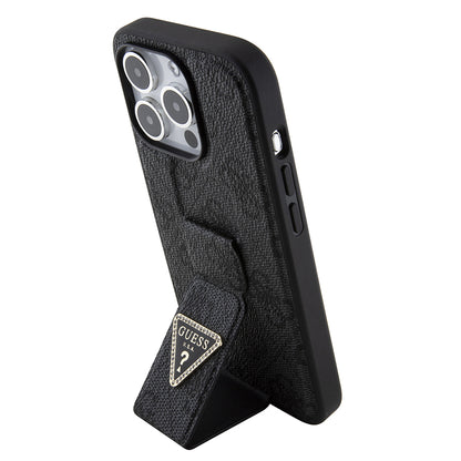 Case for Apple iPhone 15 Pro Max, Guess, Grip Stand 4G Triangle Strass, Black