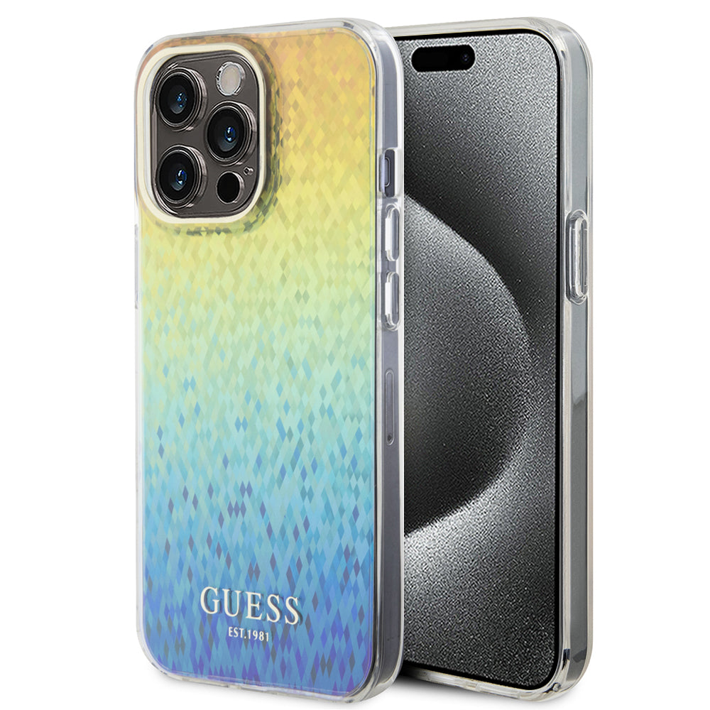 Case for Apple iPhone 15 Pro Max, Guess, IML Faceted Mirror Disco Iridescent, Multicolor