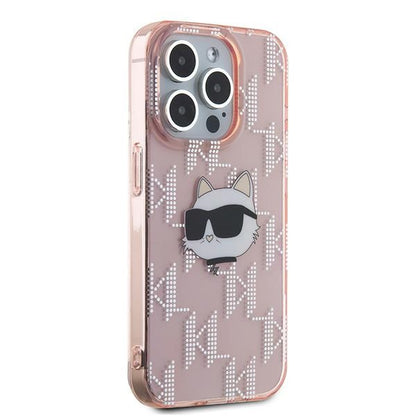 Case for Apple iPhone 15 Pro Max, Karl Lagerfeld, IML Luxury Monogram Choupette's Head, Pink