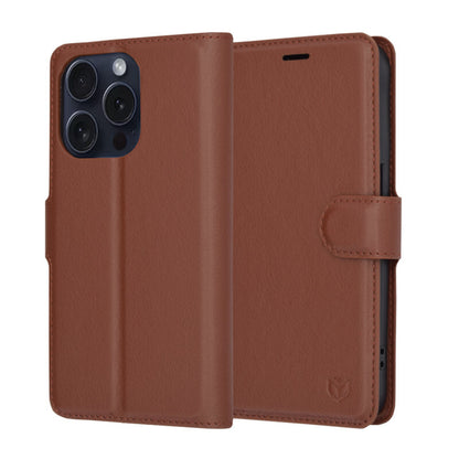 Case for Apple iPhone 15 Pro, Techsuit, Leather Folio, Brown