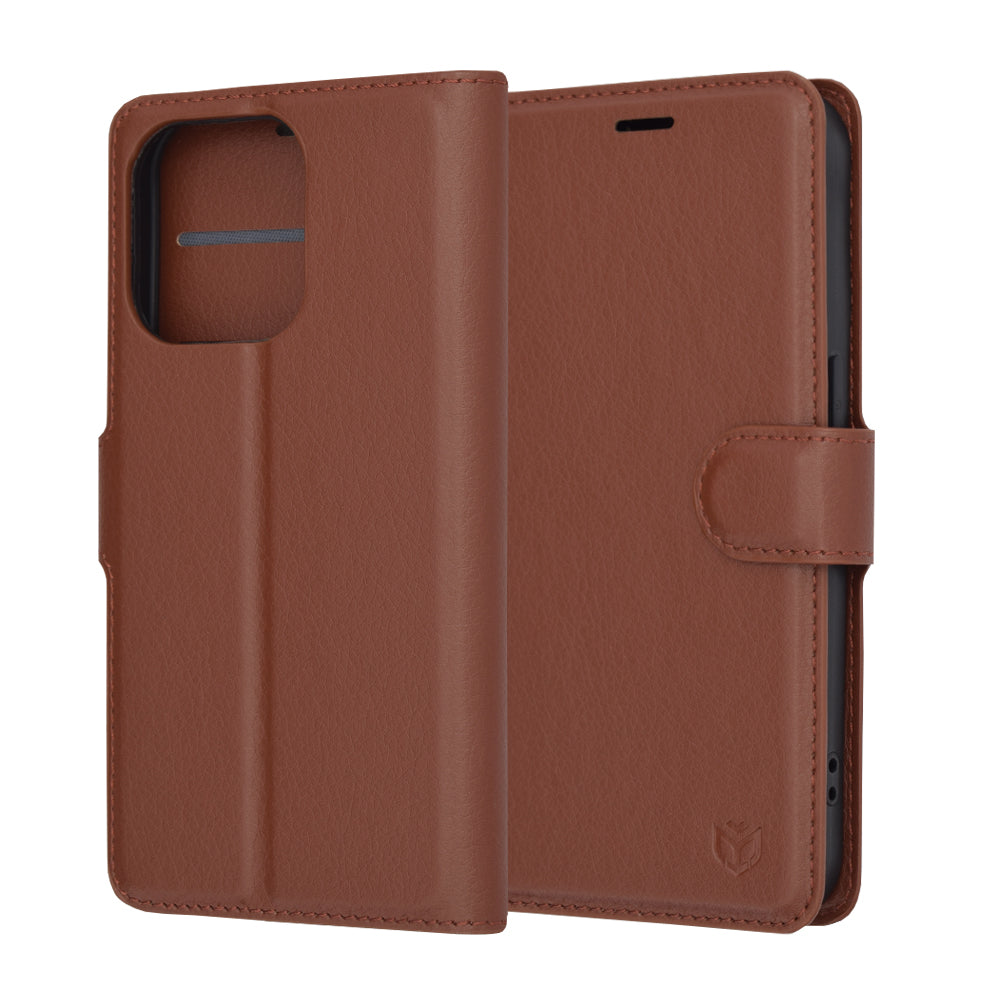 Case for Apple iPhone 15 Pro, Techsuit, Leather Folio, Brown
