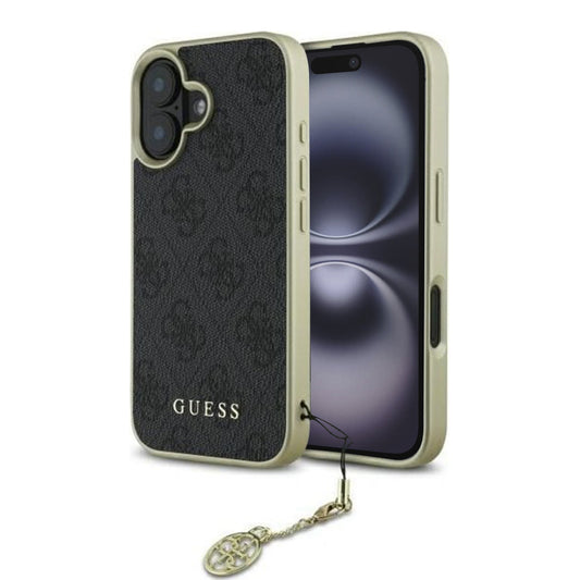 Case for Apple iPhone 16, Guess, 4G Charm, Black