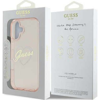 Case for Apple iPhone 16, Guess, IML Heart, Transparent