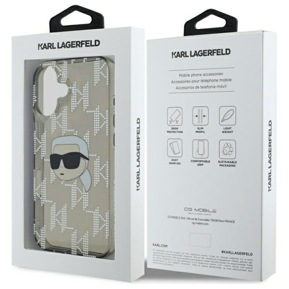 Case for Apple iPhone 16, Karl Lagerfeld, IML Luxury Electroplated Karl's Head, Black