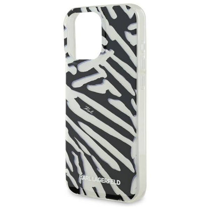 Case for Apple iPhone 16 Pro, Karl Lagerfeld, IML Luxury Zebra Pattern with Strap, Black