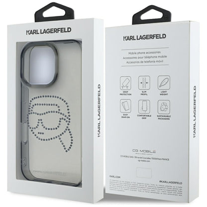 Case for Apple iPhone 16 Pro, Karl Lagerfeld, IML Rhinestones Karl's Head, Black