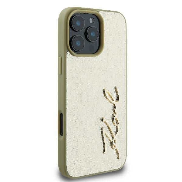 Case for Apple iPhone 16 Pro, Karl Lagerfeld, Metal Signature, Gold