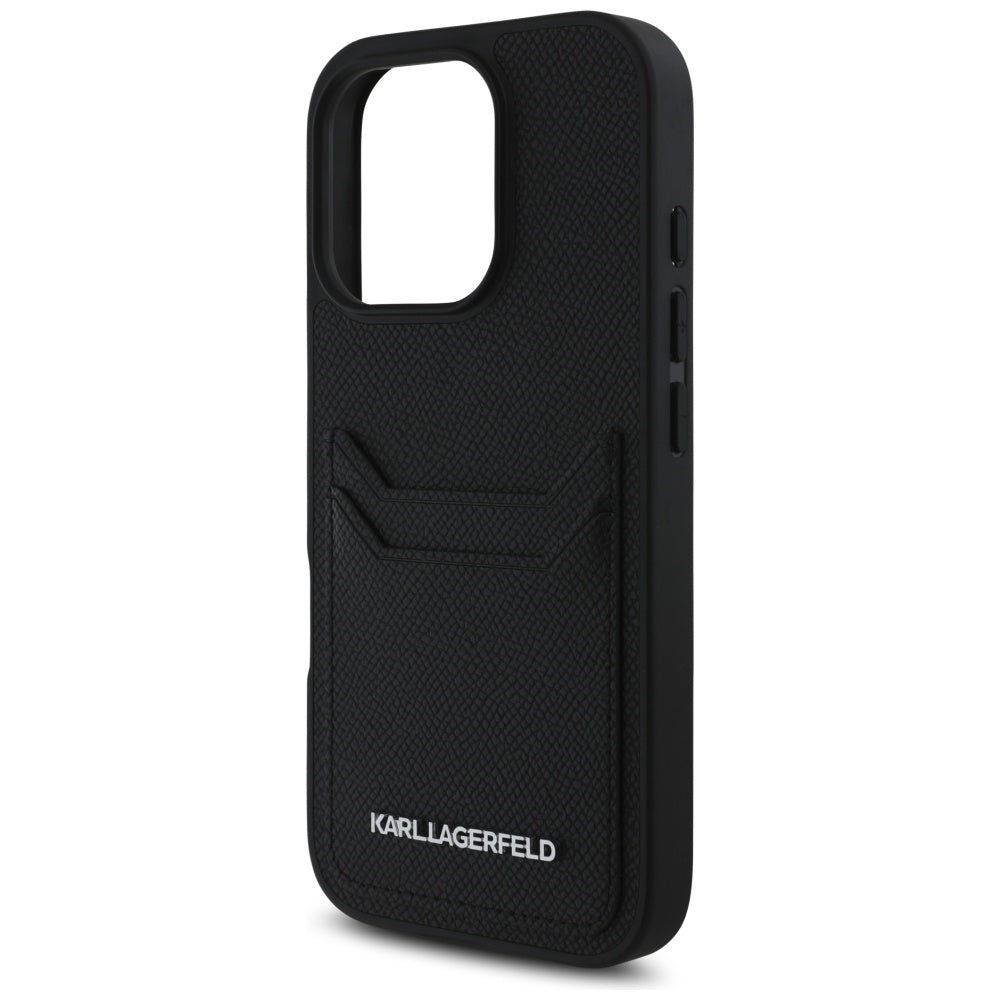 Case for Apple iPhone 16 Pro Max, Karl Lagerfeld, Grained Cardslots, Black