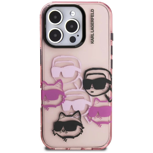 Case for Apple iPhone 16 Pro Max, Karl Lagerfeld, IML Luxury Multi Head Pattern, Pink