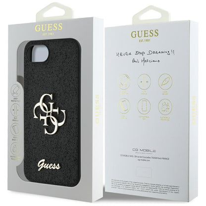 Case for Apple iPhone 16e, Guess, Fixed Glitter Big 4G, Black