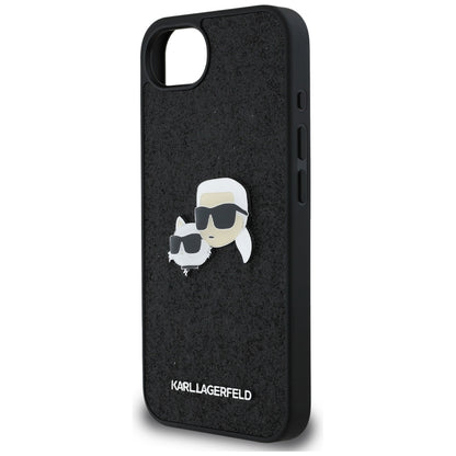 Case for Apple iPhone 16e, Karl Lagerfeld, Glitter Fixed Karl & Choupette's Heads, Blue