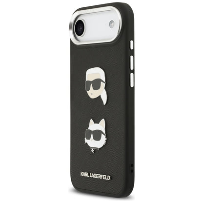 Case for Apple iPhone 17 Air, Karl Lagerfeld, Grained Karl & Choupette's Heads Pins and Logo, Black